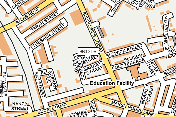 BB3 3DR map - OS OpenMap – Local (Ordnance Survey)