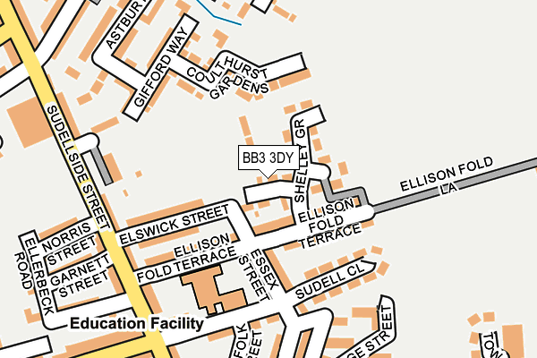 BB3 3DY map - OS OpenMap – Local (Ordnance Survey)