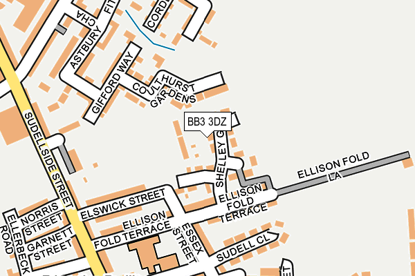 BB3 3DZ map - OS OpenMap – Local (Ordnance Survey)