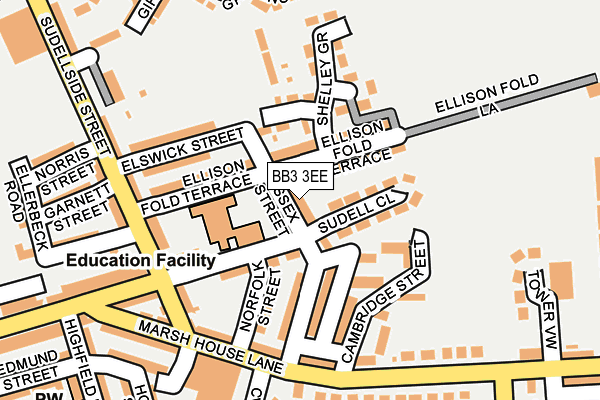 BB3 3EE map - OS OpenMap – Local (Ordnance Survey)