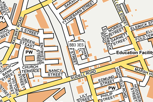 BB3 3ES map - OS OpenMap – Local (Ordnance Survey)