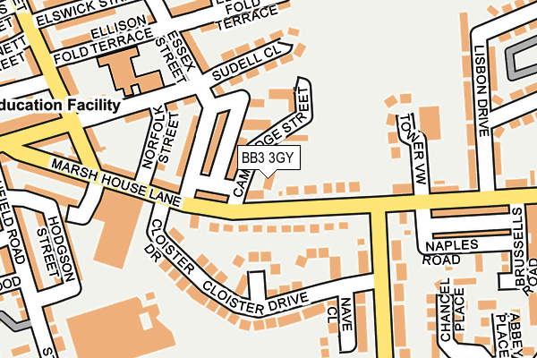 BB3 3GY map - OS OpenMap – Local (Ordnance Survey)