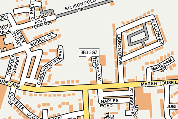 BB3 3GZ map - OS OpenMap – Local (Ordnance Survey)