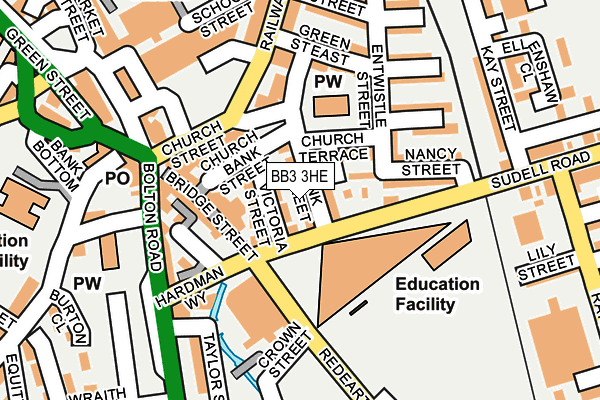 BB3 3HE map - OS OpenMap – Local (Ordnance Survey)