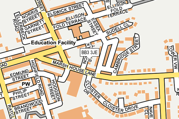BB3 3JE map - OS OpenMap – Local (Ordnance Survey)
