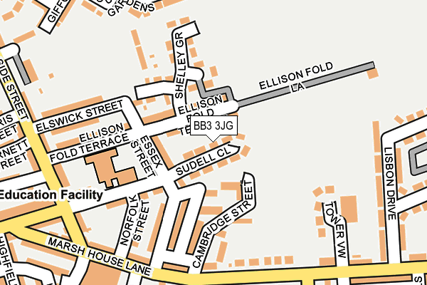 BB3 3JG map - OS OpenMap – Local (Ordnance Survey)