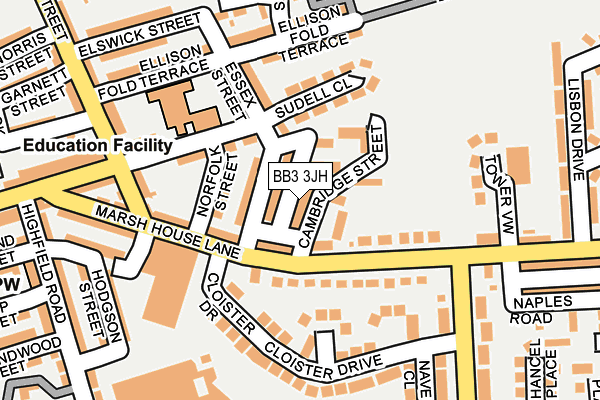 BB3 3JH map - OS OpenMap – Local (Ordnance Survey)