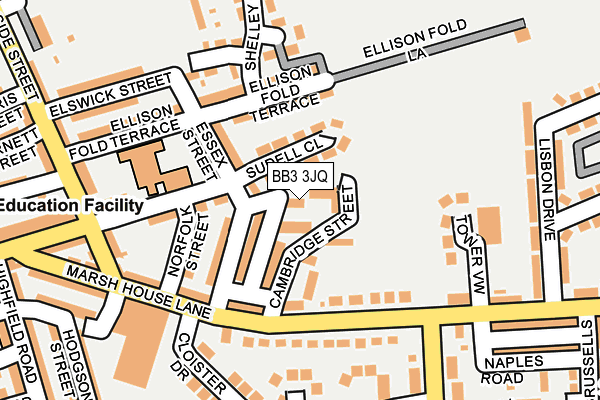 BB3 3JQ map - OS OpenMap – Local (Ordnance Survey)