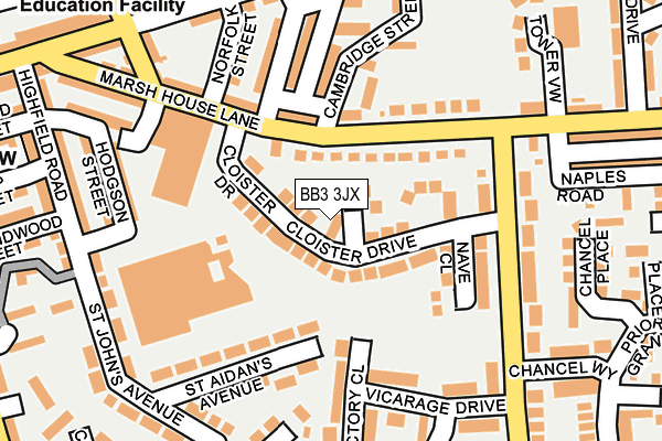 BB3 3JX map - OS OpenMap – Local (Ordnance Survey)