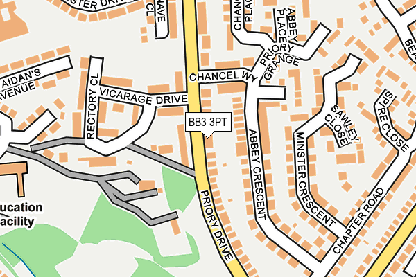 BB3 3PT map - OS OpenMap – Local (Ordnance Survey)