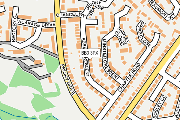 BB3 3PX map - OS OpenMap – Local (Ordnance Survey)