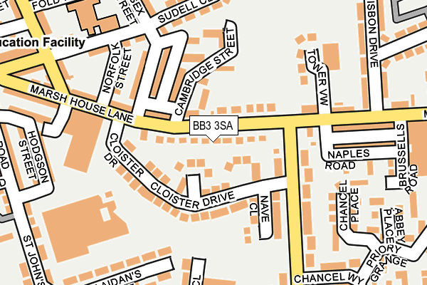 BB3 3SA map - OS OpenMap – Local (Ordnance Survey)