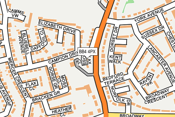 BB4 4PX map - OS OpenMap – Local (Ordnance Survey)