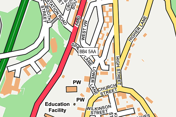BB4 5AA map - OS OpenMap – Local (Ordnance Survey)