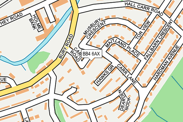 BB4 6AX map - OS OpenMap – Local (Ordnance Survey)