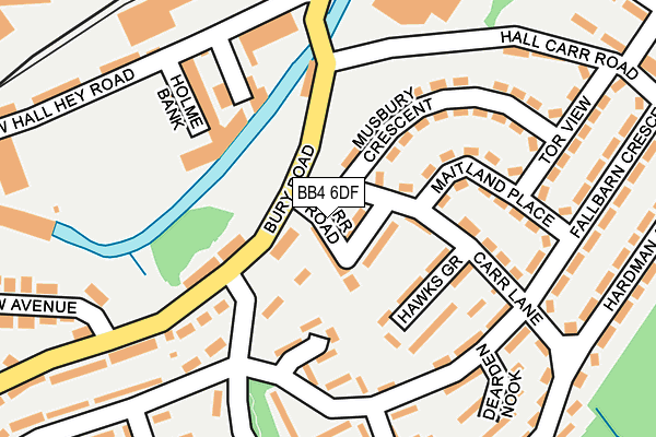 BB4 6DF map - OS OpenMap – Local (Ordnance Survey)