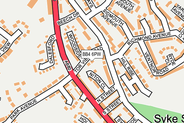 BB4 6PW map - OS OpenMap – Local (Ordnance Survey)