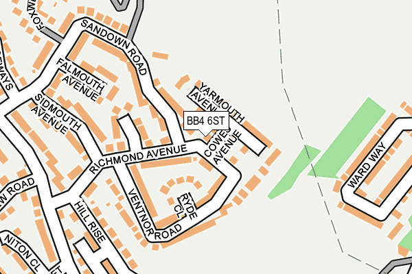 BB4 6ST map - OS OpenMap – Local (Ordnance Survey)