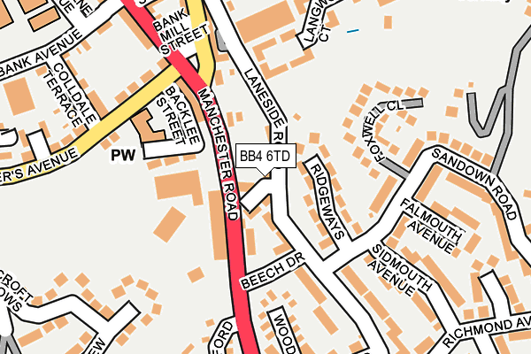 BB4 6TD map - OS OpenMap – Local (Ordnance Survey)