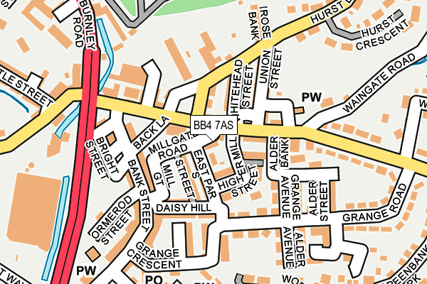 BB4 7AS map - OS OpenMap – Local (Ordnance Survey)