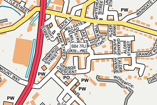 BB4 7RJ map - OS OpenMap – Local (Ordnance Survey)