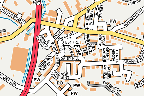 BB4 7RL map - OS OpenMap – Local (Ordnance Survey)