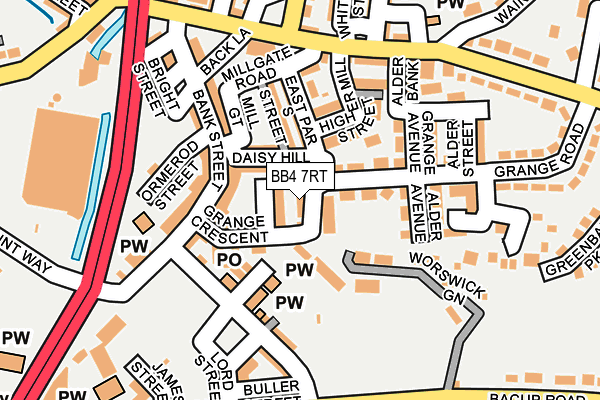 BB4 7RT map - OS OpenMap – Local (Ordnance Survey)