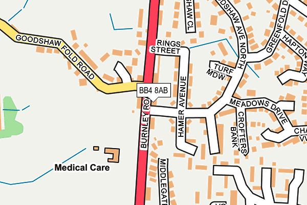 BB4 8AB map - OS OpenMap – Local (Ordnance Survey)