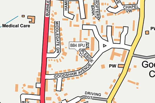 BB4 8PU map - OS OpenMap – Local (Ordnance Survey)