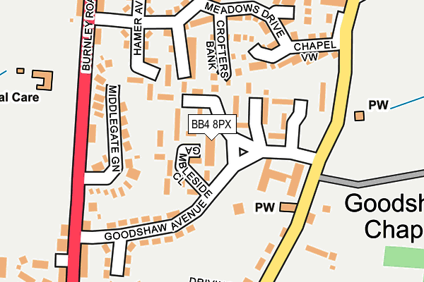 BB4 8PX map - OS OpenMap – Local (Ordnance Survey)