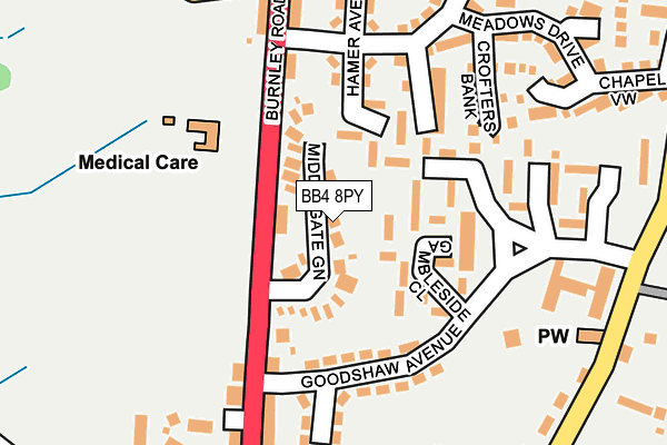 BB4 8PY map - OS OpenMap – Local (Ordnance Survey)