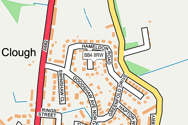 BB4 8RW map - OS OpenMap – Local (Ordnance Survey)