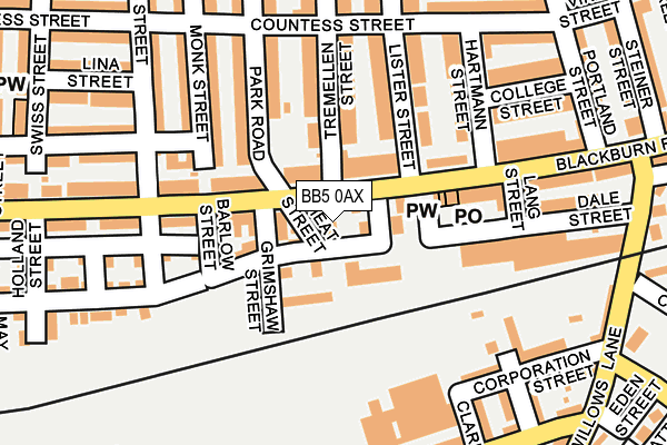 BB5 0AX map - OS OpenMap – Local (Ordnance Survey)