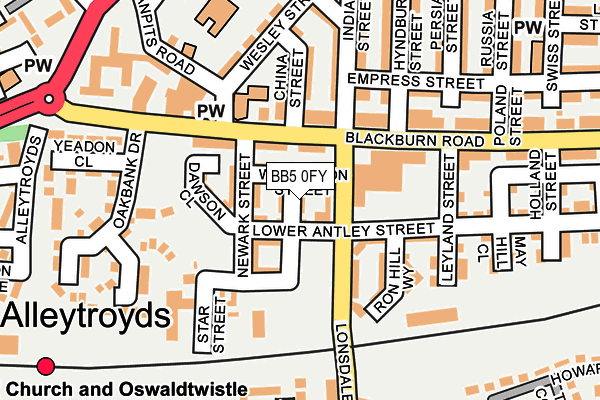 BB5 0FY map - OS OpenMap – Local (Ordnance Survey)
