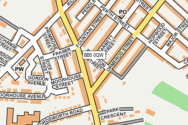 BB5 0QW map - OS OpenMap – Local (Ordnance Survey)