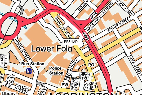 BB5 1AD map - OS OpenMap – Local (Ordnance Survey)