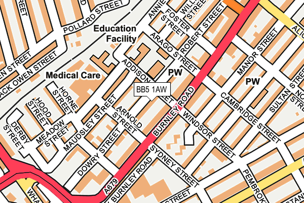 BB5 1AW map - OS OpenMap – Local (Ordnance Survey)