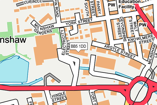 BB5 1DD map - OS OpenMap – Local (Ordnance Survey)