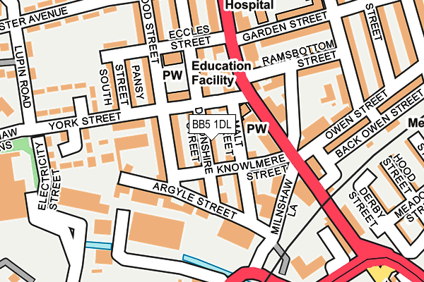 BB5 1DL map - OS OpenMap – Local (Ordnance Survey)