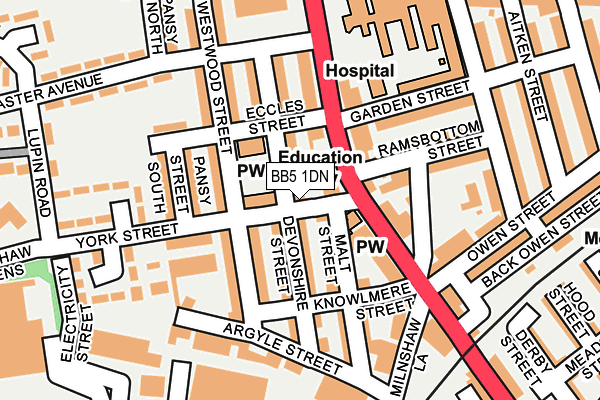 BB5 1DN map - OS OpenMap – Local (Ordnance Survey)