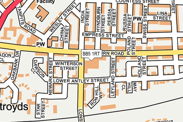 BB5 1RT map - OS OpenMap – Local (Ordnance Survey)