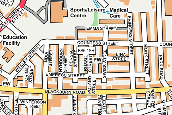 BB5 1SH map - OS OpenMap – Local (Ordnance Survey)