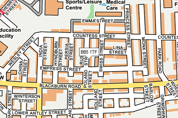 BB5 1TF map - OS OpenMap – Local (Ordnance Survey)