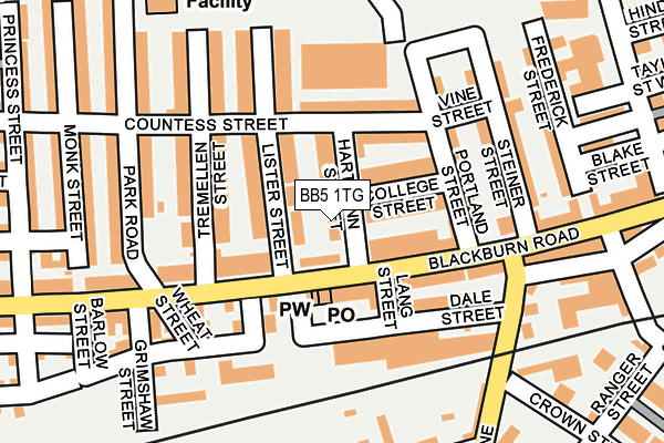 BB5 1TG map - OS OpenMap – Local (Ordnance Survey)