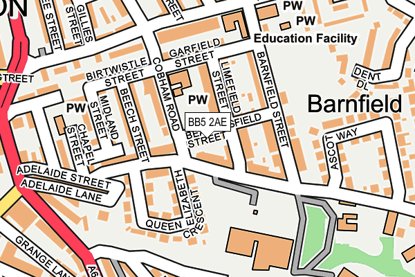 BB5 2AE map - OS OpenMap – Local (Ordnance Survey)