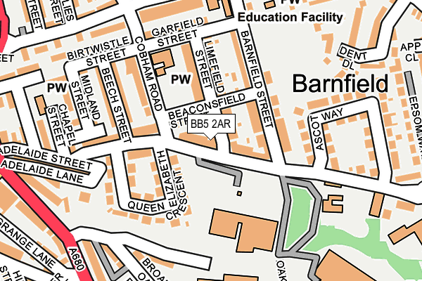 BB5 2AR map - OS OpenMap – Local (Ordnance Survey)