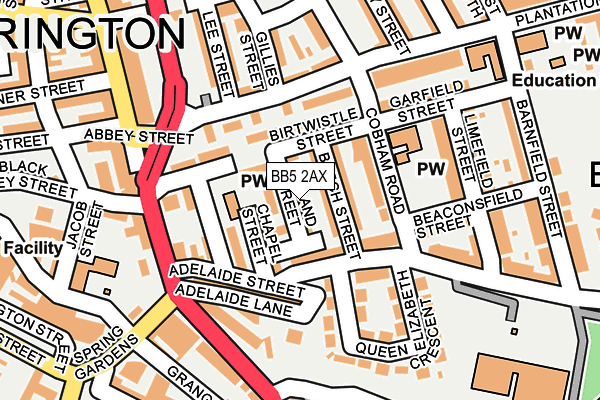 BB5 2AX map - OS OpenMap – Local (Ordnance Survey)