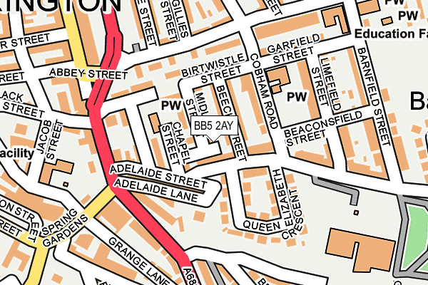 BB5 2AY map - OS OpenMap – Local (Ordnance Survey)