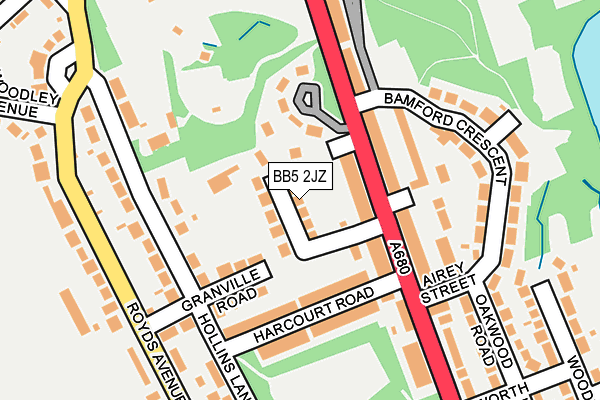 BB5 2JZ map - OS OpenMap – Local (Ordnance Survey)