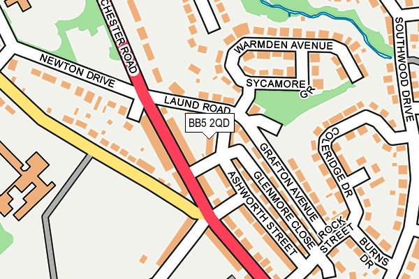 BB5 2QD map - OS OpenMap – Local (Ordnance Survey)